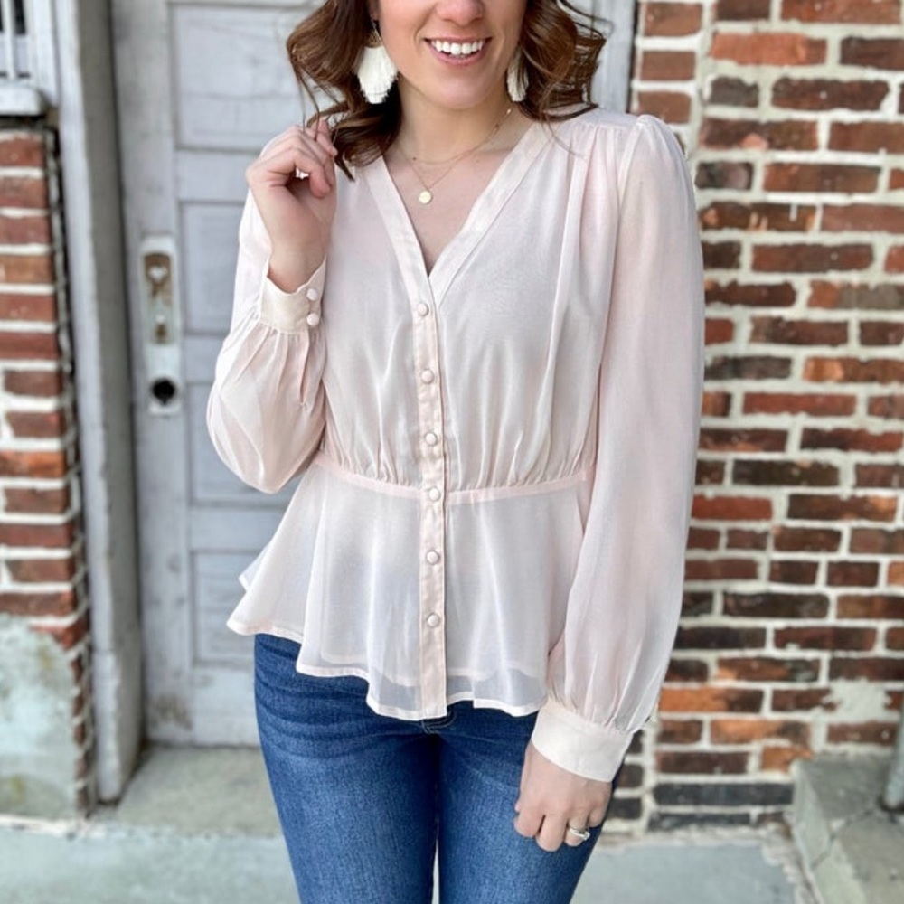 Doe & Rae Blush Peplum Blouse